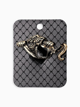 Брошь для кармана "Тигр", цвет чернёное золото