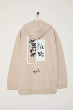 TRENDYOL MAN Buyuk Beden Tas Oversize/Genis Kesim Kapusonlu Ici Polarl? Cicek Bask?l? Sweatshirt TMNAW25AO00021 - Trendyolmilla фото 8