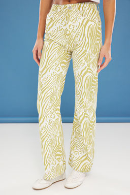 Cok Renkli Animal Zebra Desenli Yuksek Bel Wide Leg Jeans TWOSS25JE00206 - Trendyolmilla фото 3
