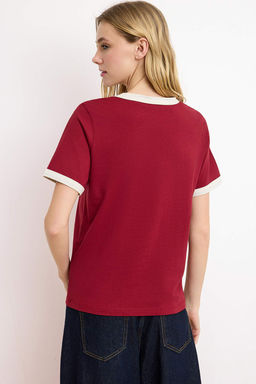 TRENDYOLMILLA Tas %100 Pamuk Nak?sl? Kontrast Biye Detayl? Orme T-Shirt TWOSS24TS00037  фото 22