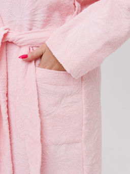 Женский махровый халат с шалькой Бамбук пудрово-розовый МЗ-02 Бамбук (102)
