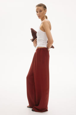 Pantal?n en mezcla de lino con cord?n de ajuste - H&m фото 8