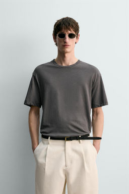 CAMISETA RELAXED FIT ALGOD?N - LINO / Gris oscuro - Zara фото 2