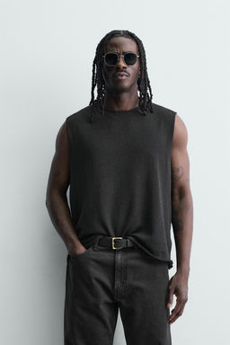 CAMISETA TANK PUNTO ESTRUCTURA / Negro - Zara фото 2