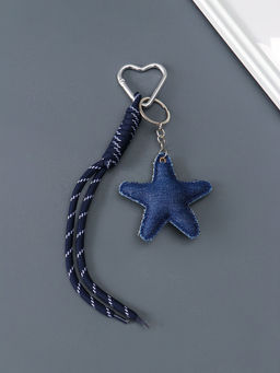 Брелок для ключей на кольце на карабине «Звезда», текстиль, джинс, с узлом, на сумку, рюкзак, 21×7.7×2 см