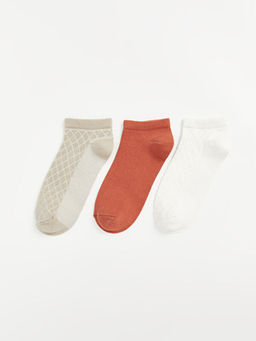 Kendinden Desenli Kad?n Patik ?orap 3l?