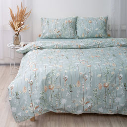 КПБ 2,0 спальный (с простыней на резинке 160х200х25, 2 наволочки 50х70), Ботанический сад ВБ Пододеяльник на молнии 177х217; простыня на резинке 160х200х25, наволочка 50х70 - 2шт. - Традиция фото 14