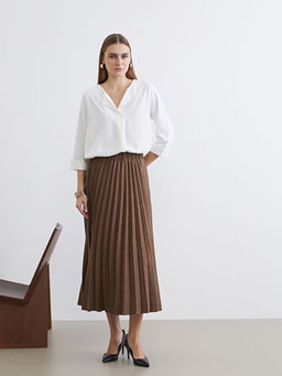 Beli Lastikli S?et G?r?n?ml? Pileli Etek