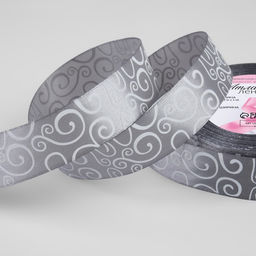 Цена за 2 шт. Лента атласная Узоры, 25 мм, 231 м, тёмно-серая №059