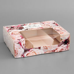 Цена за 5 шт. Коробка складная, под 3 эклера «Ты прекрасна», 20×15×6 см