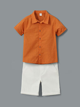 K?sa Kollu Basic Erkek Bebek G?mlek ve ?ort 2li Tak?m