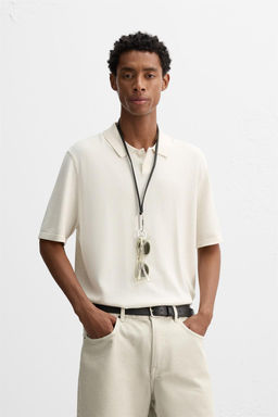 COTTON-BLEND KNIT POLO SHIRT - Zara фото 2