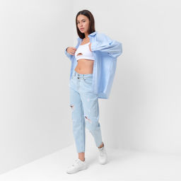 Рубашка женская MIST: Classic Collection, размер 46, голубая