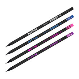 Цена за 3 шт. Карандаш ч/гр. MESHU "Black style" HB, с ластиком (MS_58141)