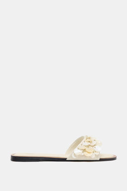 FLAT SANDALS WITH PEARLESCENT PIECES - Zara фото 5