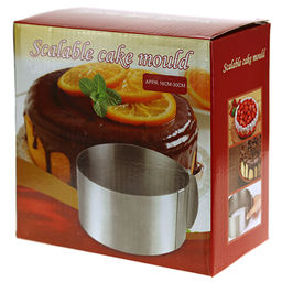 Форма кондитерская из нержавеющей стали для торта, раздвижная, д16-30см h8см, с мерной шкалой, цветная коробка (Китай) - Домашняя мода фото 3