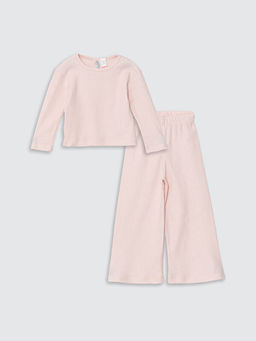 Bisiklet Yaka Basic K?z Bebek Ti??rt ve Pantolon 2li Tak?m