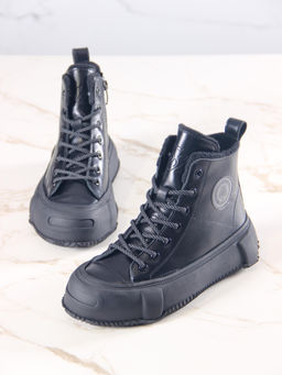 Ботинки 217.PODYUM151bl.Черный/байка