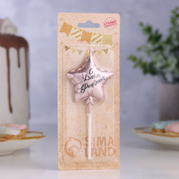 Свеча в торт Воздушный шарик. Звезда, 5,5 см, розовое золото - Страна карнавалия фото 2