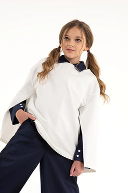 Молочный школьный лонгслив Mooriposh, модель 1605 фото 7