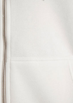 Kapusonlu Fermuarl? Beyaz Basic Sweatshirt - Mavi фото 8