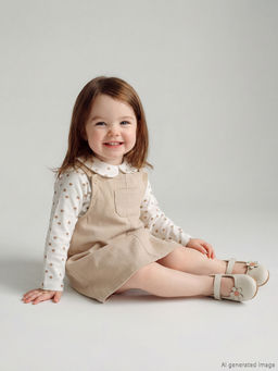 Bebe Yaka Desenli K?z Bebek Gabardin Elbise