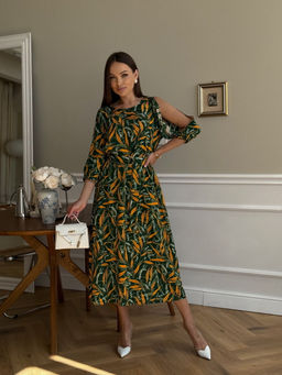 Платье DilanaVIP 2093 зеленый принт