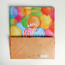Пакет крафтовый вертикальный Happy birthday, ML 27 х 23 х 11.5 см - Дарите счастье фото 4