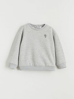 Bisiklet Yaka ?i?ekli K?z ?ocuk Kal?n Sweatshirt