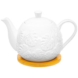 Чайник 900 мл 21,5*13,5*14,5 см "Тропики" на деревянной подставке