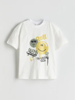 Bisiklet Yaka Bask?l? Erkek ?ocuk Ti??rt