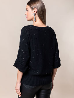 VILATTE / Свободный джемпер крупной вязки с пайетками фото 4