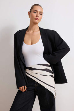 Siyah Cizgili Farkl? Kullan?ma Uygun Saten Sal Bluz TWOSS26BZ00332