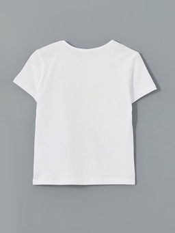 Bisiklet Yaka ?i?ekli K?z ?ocuk Ti??rt