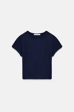 CAMISETA CROPPED MANGA CORTA / Marino - Zara фото 3