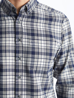 Regular Fit Uzun Kollu Ekose Gabardin Erkek G?mlek