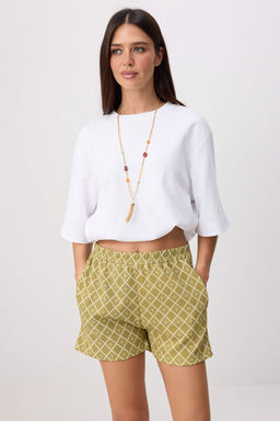 Ya_ Ye_ili Desenli Relaxed/Rahat Kal_p Esnek _rme _ort & Bermuda TWOSS26SR00237