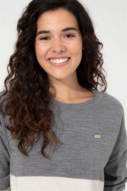 Женский серый меланжевый свитер с круглым вырезом Неожиданная скидка в корзине - U.s. polo assn фото 2