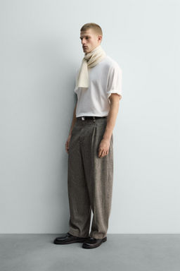 PANTAL?N RELAXED FIT CUADROS / Beige - Zara фото 4