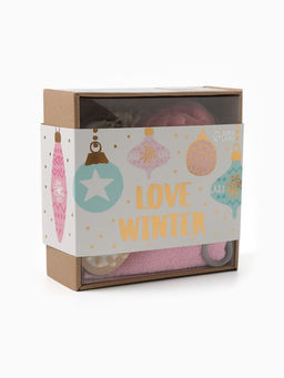 Новогодний подарочный набор «Этель» Love winter, 5 предметов, полотенце 30×60 см, мочалка, массажёр