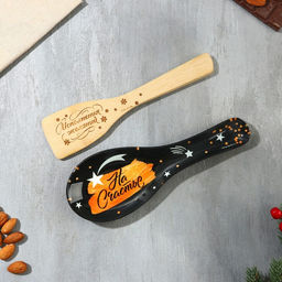 Подарочный набор новогодний На Счастье: подставка под ложку, лопатка - Дорого внимание фото 3