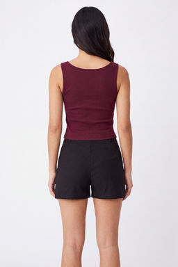 Siyah Mini Esnek Kuma_ _ort Etek _ort & Bermuda TWOSS26SR00232