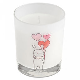 Свеча "Заячья радость-3" д7см, h9см, парафин, в стеклянном стакане, с декором, время горения 32 часа (Россия)