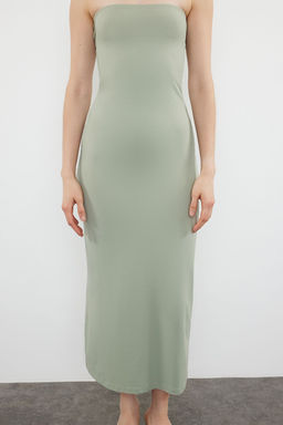 Yesil Duz Poliamid Straplez Esnek Vucuda Oturan Maxi Kalem Elbise TWOSS24EL00991 - Trendyolmilla фото 3