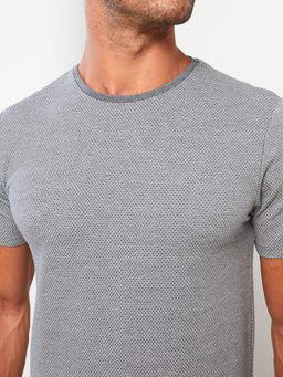 LC Waikiki Gri Bisiklet Yaka K_sa Kollu Erkek Ti__rt