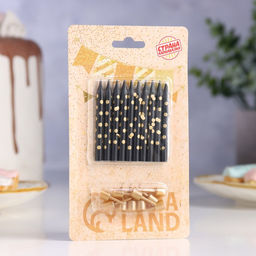 Свечи в торт Золотая горошина, 6 см, 10 шт, чёрные - Страна карнавалия фото 9