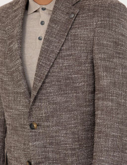 Kahverengi Slim Fit Y_n Kar___ml_ Ceket