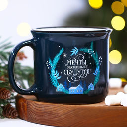 Кружка новогодняя керамическая Мечты обязательно сбудутся, 450 мл, цвет синий - Дорого внимание фото 2
