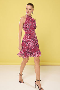 Murdum Sal Desen A Kesim F?rf?rl? K?sa / Mini Dokuma Elbise TWOSS23EL02293