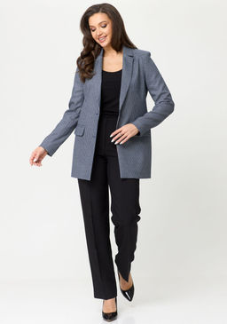 Жакет БелЭльСтиль 762 синяя мелкая клетка фото 6